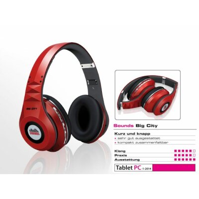 SOUNDS - Big City - Premium Bluetooth Stereo Kopfhörer Headset (B-Ware) rot