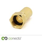 conecto F-Stecker Set, mit Gummidichtung / O-Ring, 7 mm Durchmesser, schraubbar, Adapter zum anschließen von Antennen-Kabel, Sat-Kabel, Koaxial-Kabel, vergoldet, 10er Set