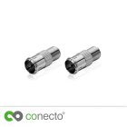 conecto F-Verbinder, F-Kupplung, F-Stecker Quick auf F-Buchse, Adapter zur Verlängerung von Antennen-Kabel / Koaxial-Kabel, 2er Set