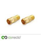 conecto F-Verbinder, F-Kupplung, F-Stecker Quick auf F-Buchse, Adapter zur Verlängerung von Antennen-Kabel / Koaxial-Kabel, vergoldet, 2er Set