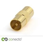 conecto Antennen-Adapter, IEC-Stecker auf IEC-Stecker, Adapter zum Verbinden von IEC-Anschlüssen, vergoldet