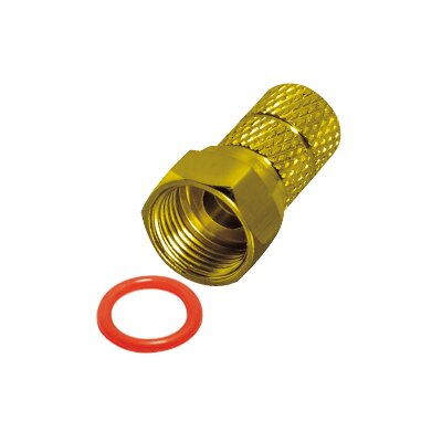 Twist-On F-Stecker für Kabel-Ø 6,6 mm mit O-Ring goldfarben