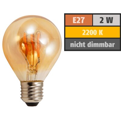 LED Filament Tropfenlampe McShine Retro E27, 2W, 150lm, warmweiß,goldenes Glas