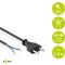Goobay 50085 Euro Kabel, Stromkabel, Typ C Stecker (CEE 7/16) - zum Konfektionieren, abisolierte Enden, 2-polig, schwarz, 1,5m