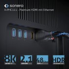 sonero Premium Zertifiziertes 8K Ultra High Speed HDMI Kabel mit Ethernet, Nylongeflecht, vergoldete Anschlüsse (8K UltraHD, 4K 3D mit 50Hz/60Hz, 48Gbps Full Bandwith, Dynamic HDR), 1,50m