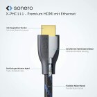 sonero Premium Zertifiziertes 8K Ultra High Speed HDMI Kabel mit Ethernet, Nylongeflecht, vergoldete Anschlüsse (8K UltraHD, 4K 3D mit 50Hz/60Hz, 48Gbps Full Bandwith, Dynamic HDR), 2,00m