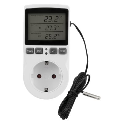 Thermostat Steckdosen Digitaler Temperaturregler 230V, Heizung Kühlen  Thermostat mit Fühler Sonde LCD Bildschirm Digital Steckerthermostat für  Gewächshaus Aquarium Terrarium Reptilien (1) : : Haustier