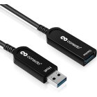 conecto Premium Verlängerungskabel USB 3.1 (Gen.2) USB-A Stecker auf USB-A Buchse, Hybridkabel (Glasfaser/Kupfer) 10Gbps, schwarz