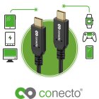 conecto USB-C auf USB-C Lade-Kabel USB 2.0 Schnellladefunktion vergoldete Stecker E-Marker 480MB/s 5A/100W PVC Mantel schwarz 0,30m