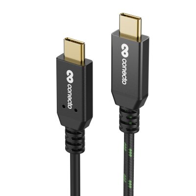 conecto USB-C auf USB-C Daten und Lade-Kabel USB 3.1 Gen 2 Schnellladefunktion vergoldete Stecker E-Marker 5A/100W 10 GB/s 4K 60Hz