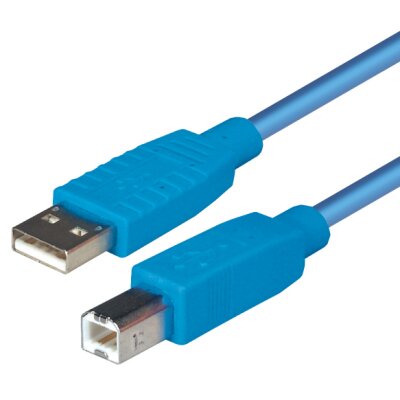 Verbindungskabel USB Typ A Stecker - USB Typ B Stecker- blau 3,0 m