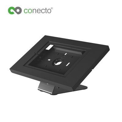 conecto Thekenhalterung für Tablet, mit abschließbarem Stahlgehäuse für Tab A 10.1 (2019)/ Tab A7/ S6 Lite 10.4 /10.5"/11, iPad 5/6/7/8/9/ IPad Air 9.7"/ 10.5"/10.9"/ IPad Air 9.7"/10.5"/11, schwarz