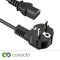 conecto Strom-Kabel, Schutzkontakt-Stecker 90° auf C13 IEC-Buchse gerade, Kaltgeräte-Kabel, Euro-Netzkabel für Haushaltsgeräte, 2.00m, schwarz