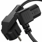 conecto Strom-Kabel, Schutzkontakt-Stecker 90° auf C13 IEC-Buchse 90°, Kaltgeräte-Kabel, Euro-Netzkabel für Haushaltsgeräte, schwarz