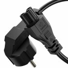 conecto Strom-Kabel, Schutzkontakt-Stecker 90° auf C5 IEC-Buchse 90°, Euro-Netzkabel für Haushaltsgeräte, schwarz