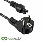 conecto Strom-Kabel, Schutzkontakt-Stecker 90° auf C5 IEC-Buchse 90°, Euro-Netzkabel für Haushaltsgeräte, schwarz