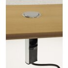 Schreibtisch-Einbausteckdose 2x + 2xUSB versenkbar, Edelstahl, rund Mini