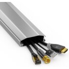 conecto Universal Kabelkanal Leitungskanal innovativer Klappmechanismus hochwertiges Aluminium Länge 100cm - Breite 6cm - Höhe 2cm - silber