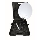 Opticum Camping/Balkon SAT-Anlage mit Koffer + 12V Sat Receiver (HDTV, 3D, UHD, EasyFind Single LNB, 10m Kabelring) lichtgrau