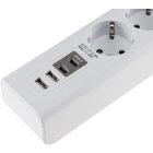 ChiliTec Steckdosenleiste 3-Fach Mehrfachsteckdose mit Schalter 4 USB-A USB-C 1,5m Kabel weiß
