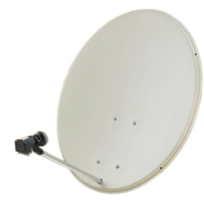 COMAG 4-Teilnehmer Digitale HDTV SAT Anlage (60cm Alu-Antenne + Montagezubehör + Quad LNB)