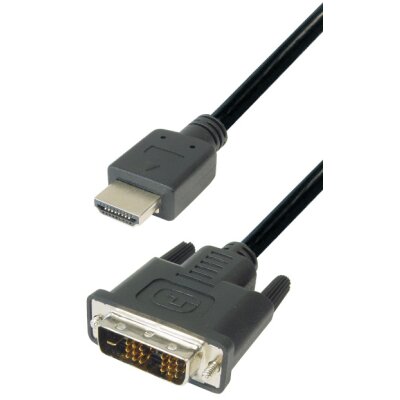 Verbindungskabel HDMI-Stecker 19pol. auf DVI-Stecker 18+1pol. 1,0 m