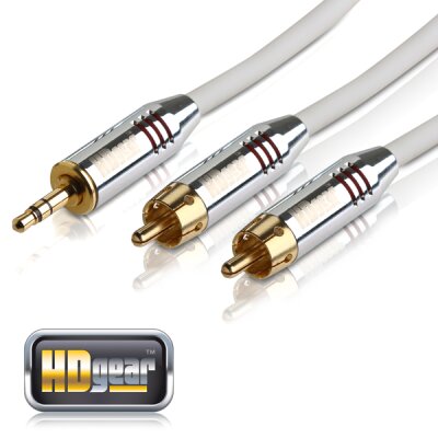 HDGear - Premium Audio Kabel 3,5mm zu Cinch 3,00m weiß