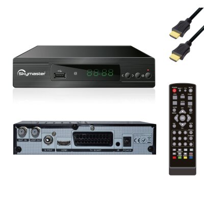 Skymaster DXH310 digitaler DVB-S2 HDTV 12V Camping Satelliten-Receiver (SCART, HDMI, USB) inkl. HDMI Kabel, schwarz 