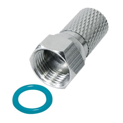 Twist-On F-Stecker 7,2 mm für Kabel-Ø 7,0 mm bis 7,4 mm mit O-Ring vernickelt