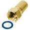 Twist-On F-Stecker 7,2 mm für Kabel-Ø 7,0 mm bis 7,4 mm mit O-Ring goldfarben