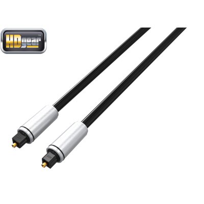 HDGear HK0003-T High End Digital Audio Toslink Kabel Metall-Stecker vergoldet schwarz/silber 1,50m