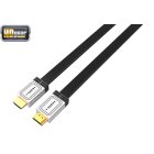 HDGear HK0003-HF High End HDMI Kabel High Speed Flachkabel Metall-Stecker vergoldete Steckkontakte schwarz/silber 1,5m