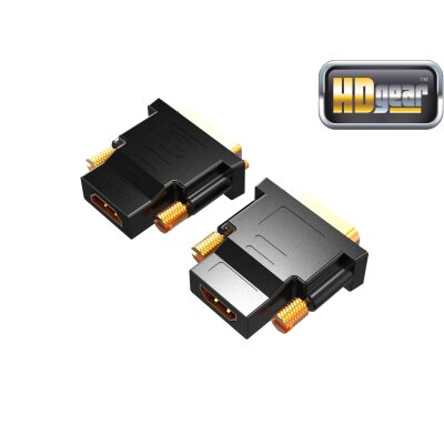 HDGear HK0003-DA High End DVI/HDMI Adapter vergoldet schwarz