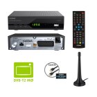 COMAG SL30T2 FullHD HEVC DVBT/T2 Receiver (H.265, HDTV, HDMI, SCART, Mediaplayer, PVR Ready, USB 2.0) inkl. DVB-T2 Antenne + HDMI-Kabel, schwarz