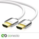 conecto thinwire Premium High Speed HDMI Kabel mit Ethernet (UHD, 4K 2160p, 3D, Full HD, 1080p, HEAC, ARC) weiß