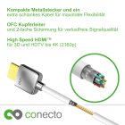 conecto thinwire Premium High Speed HDMI Kabel mit Ethernet (UHD, 4K 2160p, 3D, Full HD, 1080p, HEAC, ARC) weiß 1,00m