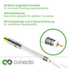 conecto thinwire Premium HDTV Antennenkabel (Koaxialkabel, Koax-Stecker - Koax-Kupplung), Metall, vergoldet, weiß 3,00m