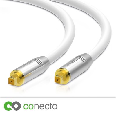 conecto thinwire Premium Toslink Kabel (TOSLINK Stecker - TOSLINK Stecker), Metall, vergoldet, weiß 2,00m