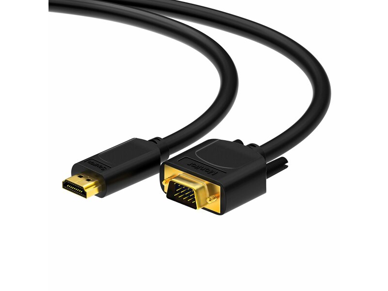 HC110-010 HDMI zu VGA Kabel HDMI-A Stecker 19-polig Schwarz doppelt geschirmt auf VGA vergoldete Kontakte 15-polig 1,00m 