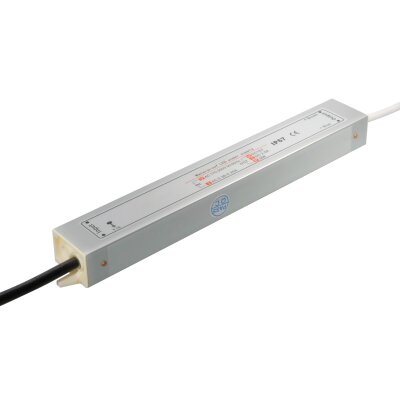 Netzteil für 12V LED-Leuchtmittel 12V/30W, 2500mA, Schutzklasse: IP67, Anschlusskabel je 200 mm, 220 x 28 x 20 mm, LTE8L