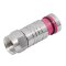 F-Stecker für Kabel-Ø 6,8 mm F-Kompressionsstecker vernickelt, Farbe Plastikhülse: Telemagenta, RAL4010