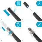 PureLInk EF010-50 Easyfit Innovativer F-Stecker für Satkabel mit einem Durchmesser von 6,8mm bis 7,0mm für Selbstkonfektionierung, Markierung: blau, 50er Set