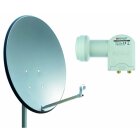 Opticum X80 Satelliten-Antenne Twin-Set (80 cm, Stahl - anthrazit, TÜV zertifiziert, mit Twin LNB LTP-04H)