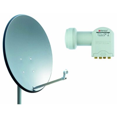 Opticum X80 Satelliten-Antenne Quad-Set (80 cm, Stahl - anthrazit, TÜV zertifiziert, mit Quad LNB LQP-04H)