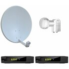 Opticum Digitale 2 Teilnehmer Satelliten-Komplettanlage HD AX 300 HDTV-Receiver (Twin-LNB, X60 cm Antenne) lichtgrau (TÜV zertifiziert)