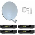 Opticum Digitale 4 Teilnehmer Satelliten-Komplettanlage HD AX 300 HDTV-Receiver ( Quad-LNB, X60 cm Antenne) lichtgrau (TÜV zertifiziert)