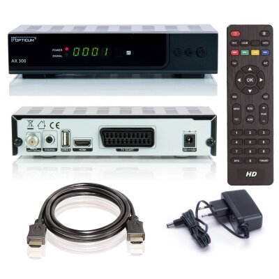 Opticum HD AX 300 PVR HDTV-Satellitenreceiver Kit (PVR ready, Full HD 1080p, HDMI, USB, S/PDIF Coaxial, Scart) inkl. HDMI-Kabel - schwarz