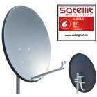 Opticum X80 Satelliten-Antenne Twin-Set (80 cm, Stahl - anthrazit, TÜV zertifiziert, mit Twin LNB LTP-04H) inkl. 4x F-Stecker gratis