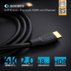 sonero X-PHC010-005 Premium Zertifiziertes High Speed HDMI Kabel mit Ethernet, gegossener Designstecker, vergoldete Anschlüsse (4K UltraHD, 3D Full HD, 18Gbps Full Bandwith, HDR High Dynamic Range), 0,5m