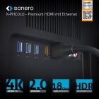 sonero X-PHC010-030 Premium Zertifiziertes High Speed HDMI Kabel mit Ethernet, gegossener Designstecker, vergoldete Anschlüsse (4K UltraHD, 3D Full HD, 18Gbps Full Bandwith, HDR High Dynamic Range), 3,0m